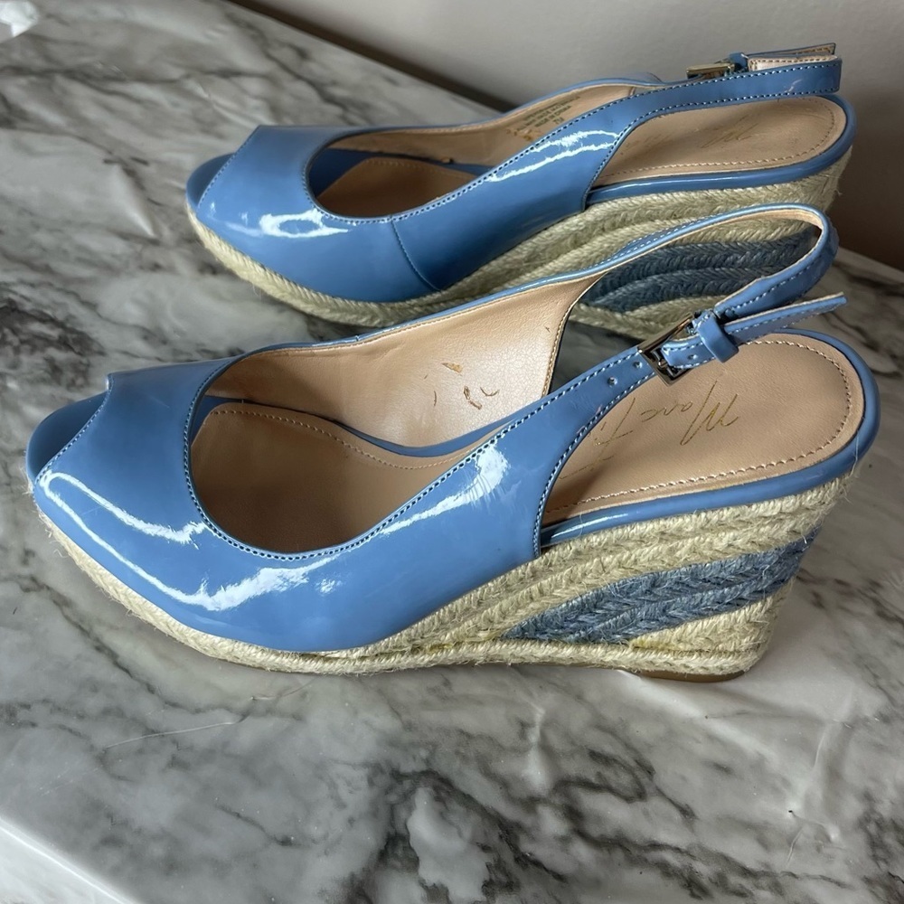 Marc Fisher Espadrille Wedge Sandals Blue Size 7 Read - Picture 13 of 16